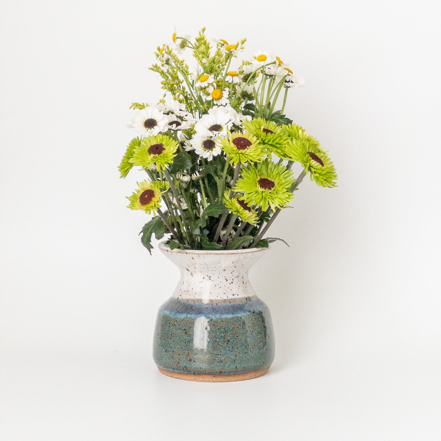 Funnel Vase in White, Green and Blue