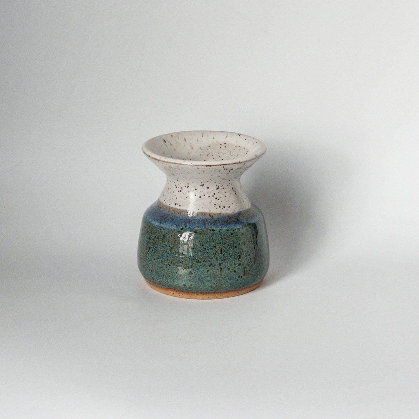 Funnel Vase in White, Green and Blue