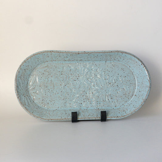 Ceramic Tray with Daisy Texture (11.5 by 6.5 inches)
