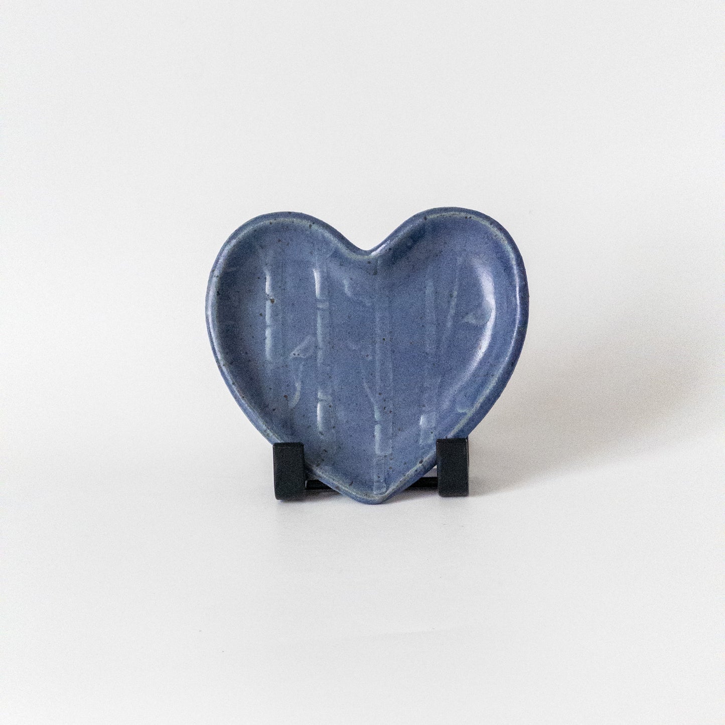 Ceramic Heart Jewelry Dish with Bird Texture (5 inches)