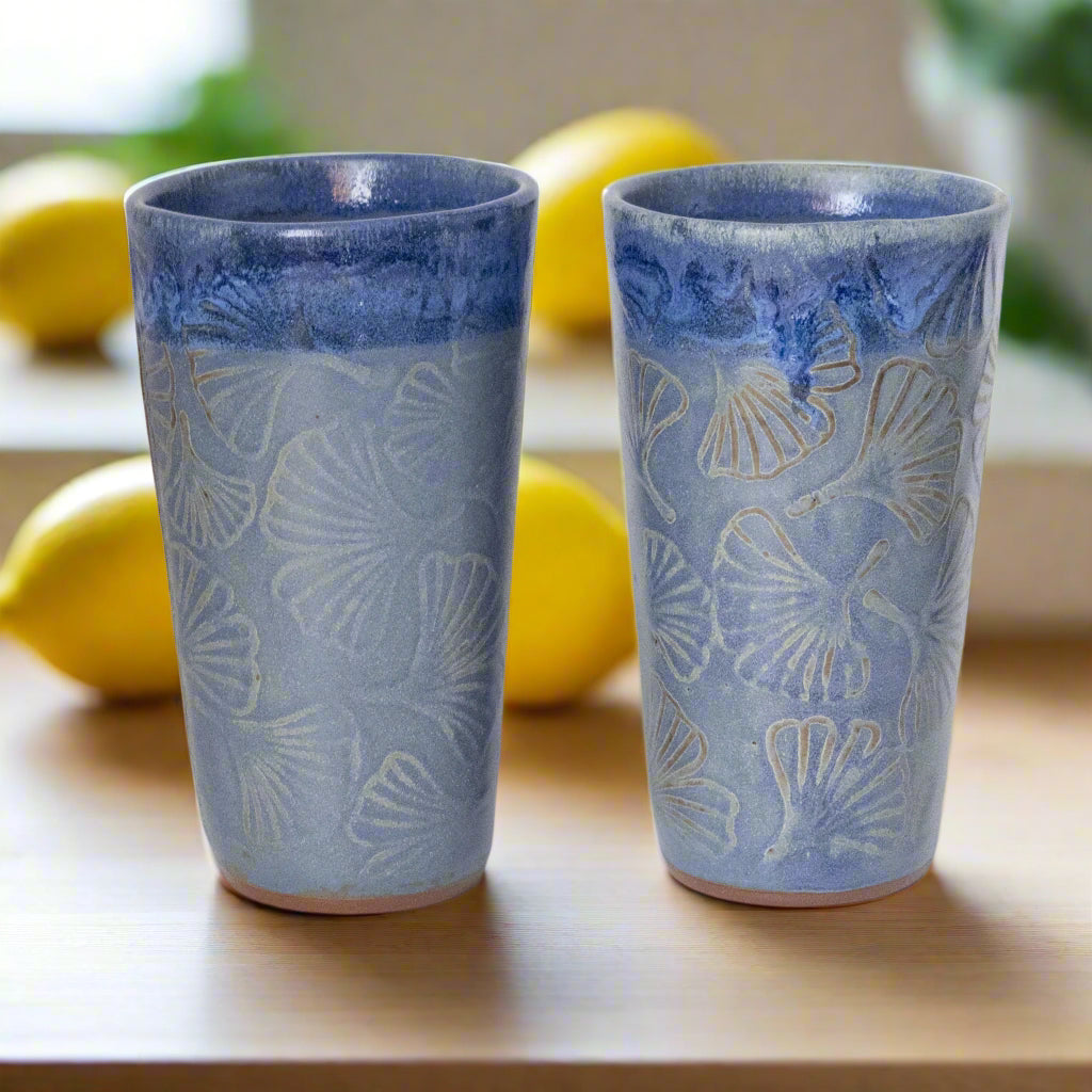 Blue Ginkgo Tumbler Set of Two