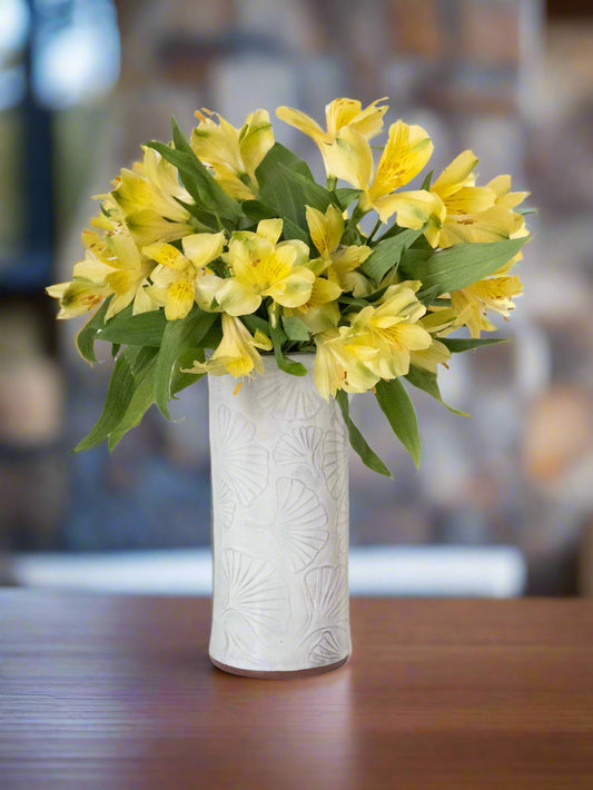 White Ginkgo Vase