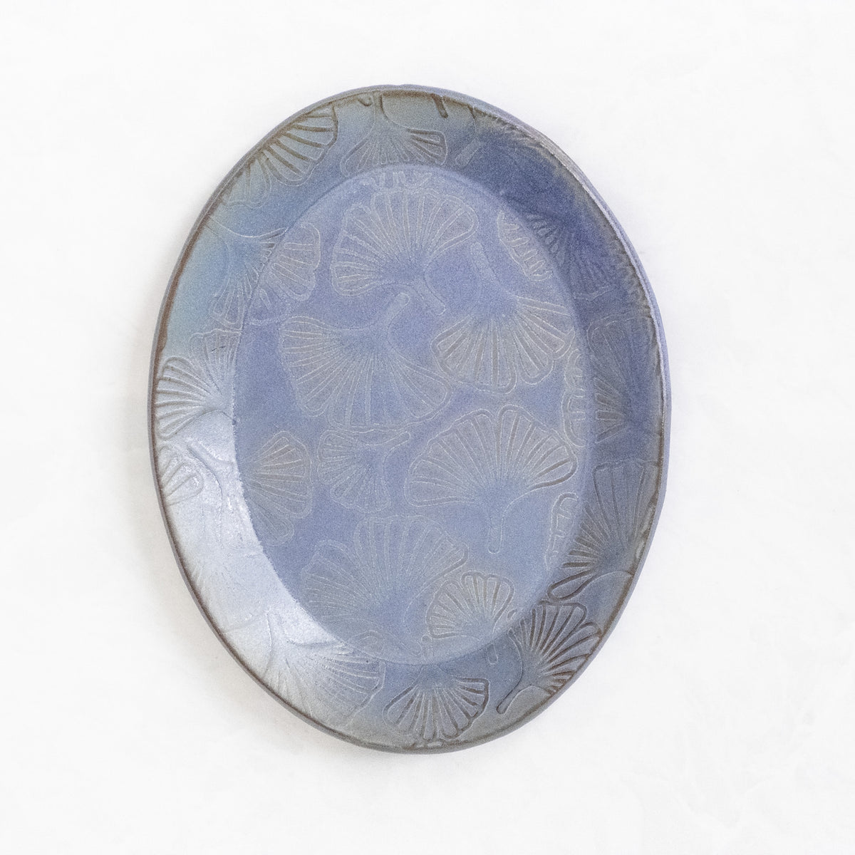 Ceramic Oval Dish with Ginkgo Texture