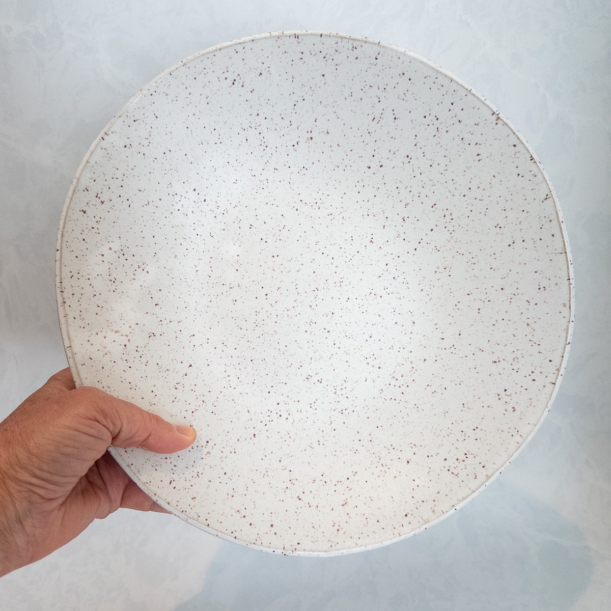 Speckled White Riverstone Serving Bowl