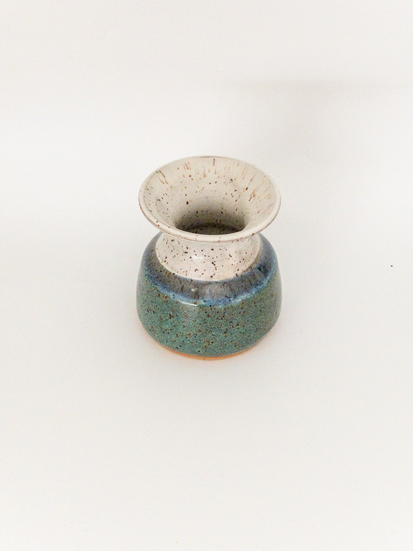 Funnel Vase in White, Green and Blue