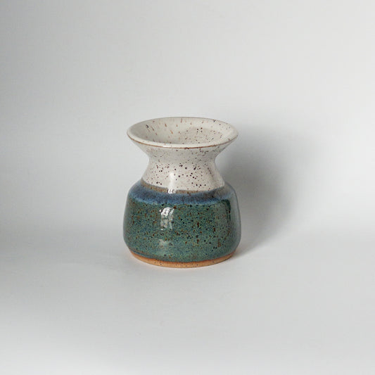 Funnel Vase in White, Green and Blue