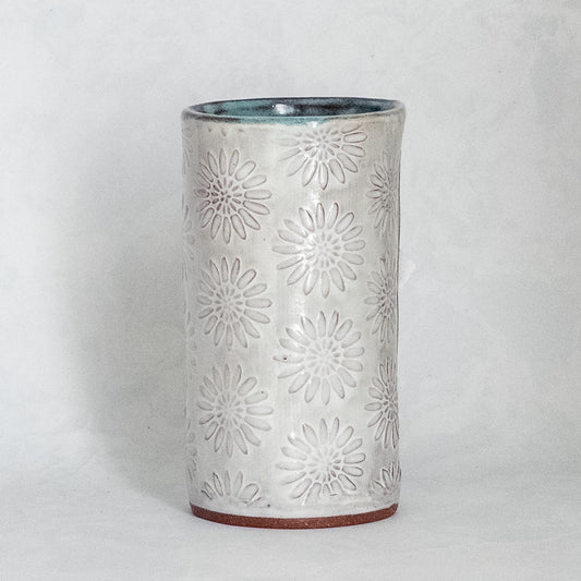 White Flower Textured Vase