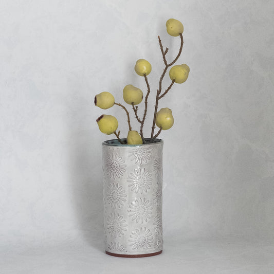 White Flower Textured Vase