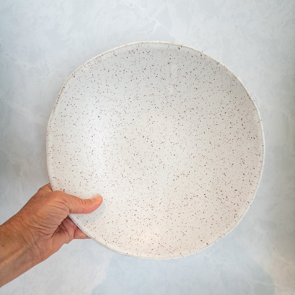 Speckled White Riverstone Serving Bowl