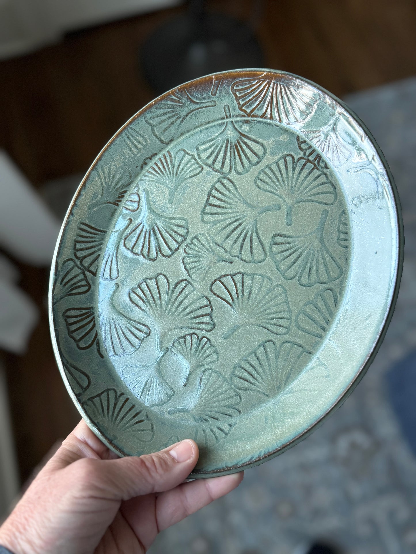 Ginkgo Wide Oval Dish (9.25 by 7.5 inches)